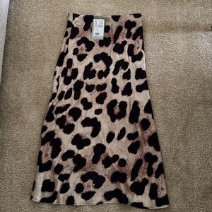 Leopard Print Women's Skirt Satin